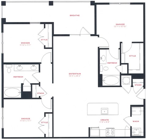 M South Apartments C1 Floor Plan